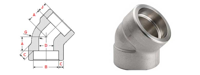 Socket Weld 45 Degree Elbow Dimensions