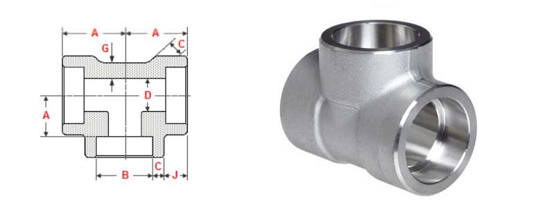 Socket Weld Unequal Tee Dimensions