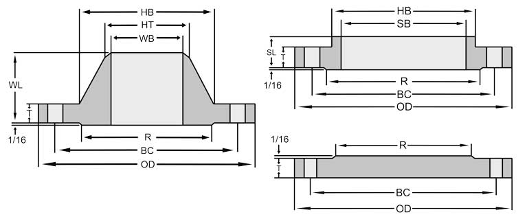 ASME B16.5 Class 150 Flange Dimensions