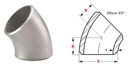 Buttweld 45 Deg Elbow Dimensions In MM