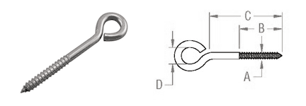 Lag Eye Screw dimensions