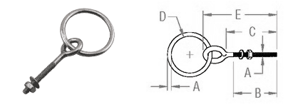 Plain Ring Bolt dimensions